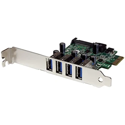 Abbildung von StarTech.com 4 Port PCI Express USB 3.0 SuperSpeed Schnittstellenkarte mit UASP SATA Strom PCIe 4x Anschluss