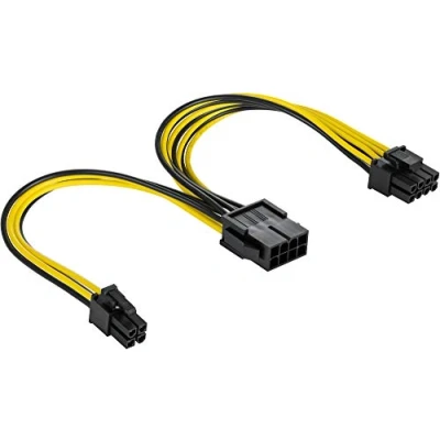 Abbildung von Poppstar CPU Kabel 8 Pin auf + 4 Stromkabel, (20 cm), Netzteil Verlängerungskabel ATX 12V / EPS