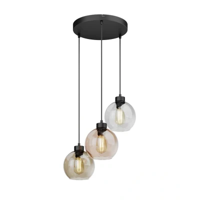Abbildung von Hängeleuchte Cubus, Ø 50 cm, 3 flg., klar/honig braun, Glas