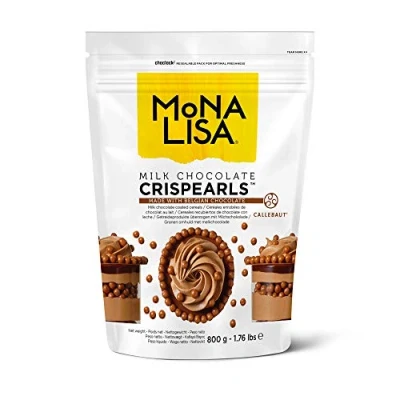 Abbildung von Callebaut Mona Lisa Crispearls wiederverschließbarer Klett 800g Beutel aromatisierte beschichtete Müslikugeln zum Dekorieren von Kuchen, Cupcakes, Waffeln, Crepes, Pfannkuchen (Milchschokolade)