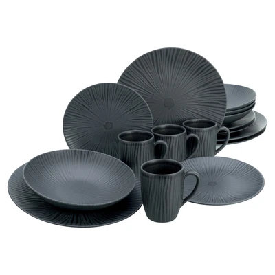 Abbildung von CreaTable Kombiservice &quot;Geschirr Set Vesuvio&quot;, (Set, 16 tlg., Kaffeeservice und Tafelservice im Set, für 4 Personen), Service, schwarz, erhabenenes Relief, Teile, Personen
