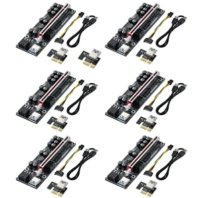 Abbildung von MZHOU PCIe Riser Adapterkarte, PCI E 1X bis 16X Grafikerweiterung für Aleo 3.0 Ethereum ETH Bitcoin Mining Geräte, Digitale Cryptocurrency Rig(6 Stück)