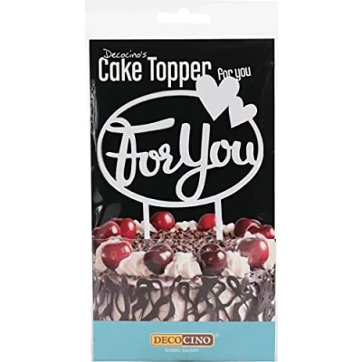 Abbildung von DECOCINO Cake Topper For You Tortenstecker in Silber zum Dekorieren &amp; Verzieren von Torten und Kuchen (10 x 8 cm) Tortendekoration