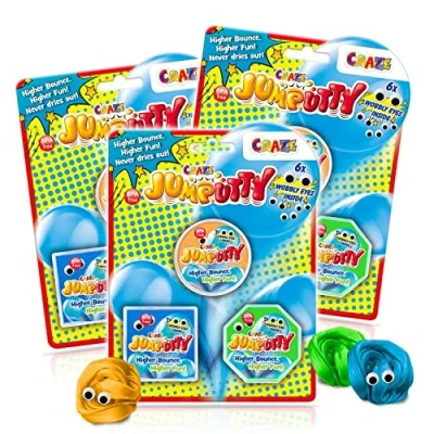 Abbildung von JUMPUTTY 3er Set Hüpfende Knete Bunte Kinderknete Knetmasse 9X 15 g Jump Springende Modeliermasse Kinderparty Mitgebsel ab 3 jahre