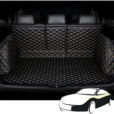 Abbildung von Auto Leder Kofferraumwanne Kofferraummatte für Mercedes Benz GLA 180 200 220 2013 2019 Trunk Mat Boot Mats VollstäNdige Einkreisung Schutzmatten ZubehöR,BlackBeige