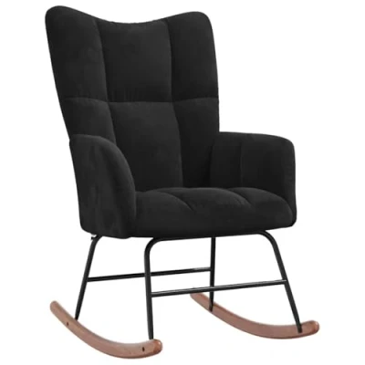 Abbildung von vidaXL Schaukelstuhl Relaxstuhl Schaukelsessel Schwingsessel Ruhesessel Relaxsessel Schwingstuhl Polsterstuhl Polstersessel Sessel Schwarz Samt