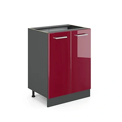 Abbildung von Vicco Unterschrank R Line, Bordeaux Hochglanz/Anthrazit, 60 cm ohne Arbeitsplatte