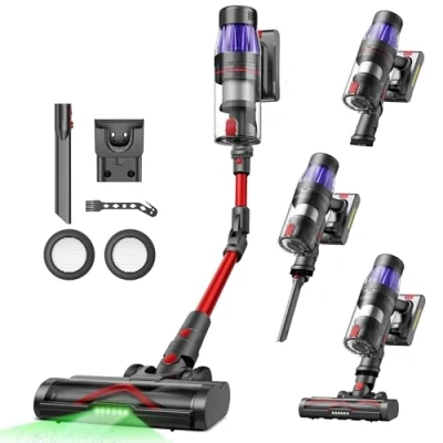 Abbildung von Ultenic U16 Flex Akku Staubsauger Kabellos 550W/50000pa, 60 Min Laufzeit Akkustaubsauger mit Touchscreen und Faltrohr, Wandmontierte Ladestation Grün Licht, Anti Tangle für Hartböden Teppich Tierhaare