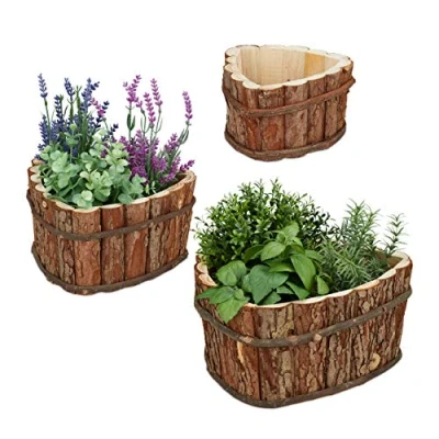 Abbildung von relaxdays Blumenkasten aus Holz im 3er Set