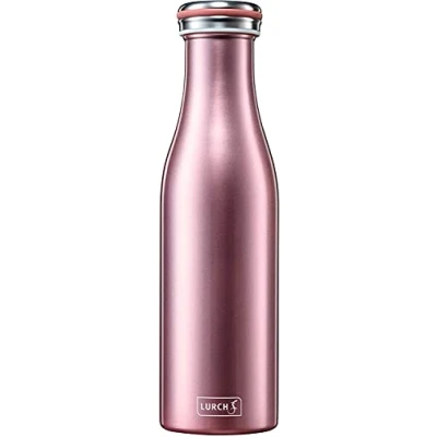 Abbildung von Lurch 240905 Isolierflasche / Thermoflaschefür heiße und kalte Getränke aus doppelwandigem Edelstahl 0,5l, rosegold, 7.7 x 26.3 cm, Roségold