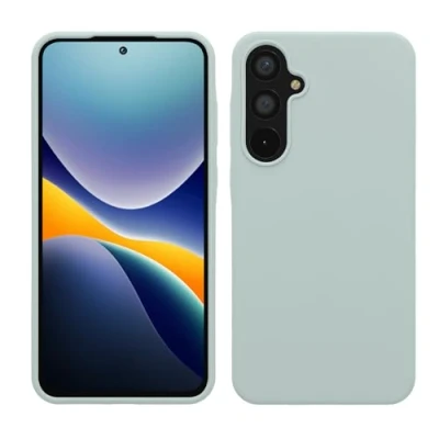 Abbildung von kwmobile Hülle kompatibel mit Samsung Galaxy A55 5G Silikon Handy Case Handyhülle weiche Oberfläche kabelloses Laden Cool Mint