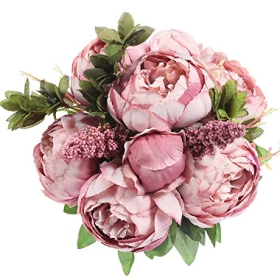 Abbildung von Veryhome Künstliche Blume Pfingstrose Gefälschte Hochzeit Blumenstrauß Dekoration Familie Tabelle Öffentlich Auto Küche Büro Garten Innen Im Freien Braut Begrünung Pflanzen(Cameo Brown Knospe)