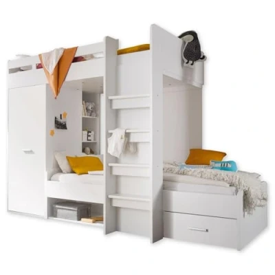 Abbildung von Begabino Hochbett &quot;MAXI&quot;, mit 2 Liegeflächen, Kleiderschrank und Regalen