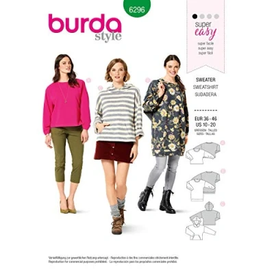 Abbildung von Sweatshirt Burda 6296 36 46