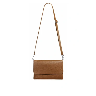 Abbildung von Caspar Elegante Leder Clutch Damen Umhängetasche Abendtasche mit verstellbarem Schultergurt CLASSIC LINE Modell No.835 Made in Italy, Farbe:cognac