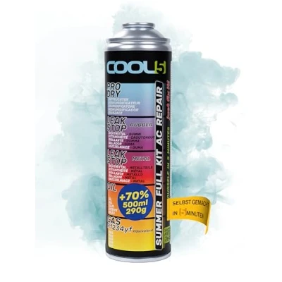 Abbildung von COOL5 5in1 r1234yf kältemittel nachfüllset, für Klimaanlagenbefüllung Fahrzeuge nach 2016 + Universalreiniger 500ml