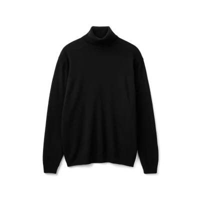 Abbildung von United Colors of Benetton Turtleneck IN PURE Strickpullover, Herren, Größe: Small, Black