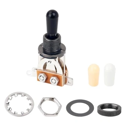 Abbildung von Banworks Metric 3 Wege Kippschalter Tonabnehmer Wahlschalter für Epiphone EPI LP Les Paul Style Gitarre JT/DWQ 01 Gun Black mit schwarzer Spitze