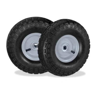 Abbildung von Relaxdays 2X Sackkarrenrad 4.1/3.5 4, luftbereifte Ersatzräder, 16 mm Achse, 136 kg, Stahlfelge, 260x85 mm, schwarz grau