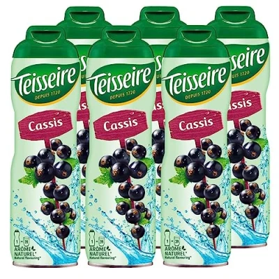 Abbildung von Teisseire Getränke Sirup Cassis/Schwarze Johannisbeer 600ml der genauso schmeckt wie die Frucht (6er Pack)