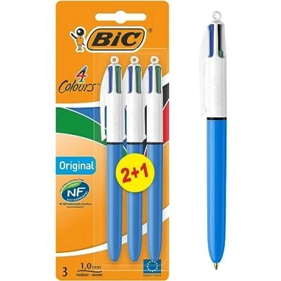 Abbildung von BIC 4 Farben Kugelschreiber Set Colours Original, 3er Pack, Ideal für das Büro, Home Office oder die Schule