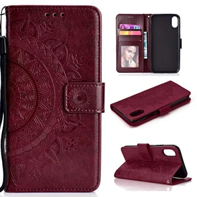 Abbildung von CoverKingz Schutzhülle kompatibel mit Xiaomi Redmi 9A Handycover Kartenfach Schutztasche Wallet Flip Case klappbar Motiv Mandala Braun