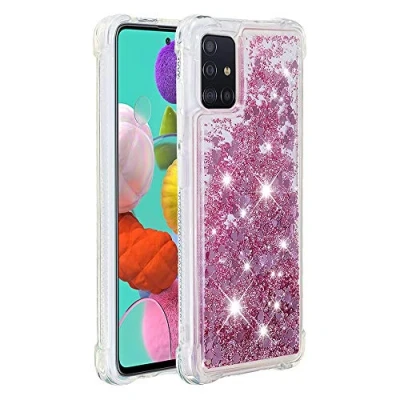 Abbildung von KBIKO zxl Kompatibel mit Samsung Galaxy A51 4G Glitzer Hülle,Mädchen Glitzern Handyhülle,Paillette Flüssigkeit Clear Silikon Schutzhülle für 4G.Rose Gold YBL
