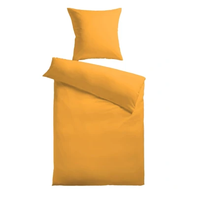 Abbildung von Kinzler B 10001/06 hochwertige Baumwoll Satin Bettwäsche Uni, modern, 80x80 + 155x200 cm, gelb
