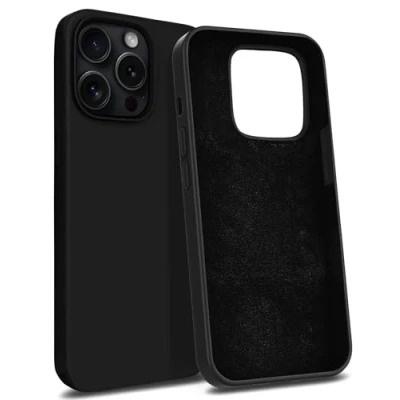 Abbildung von MyGadget Hülle kompatibel mit iPhone 15 Pro Gummierte Handyhülle [ 3 Layer Struktur ] Schutzhülle Soft Inlay &amp; Hardcase Cover außen Schwarz