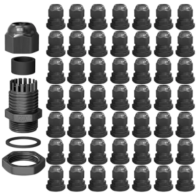 Abbildung von hb digital 50х Kabelverschraubung M20 für 6 12mm Kabeldurchmesser IP68 Staub &amp; wasserdicht mit Gummidichtung Gegenmutter Klemmlamellen Stopfbuchse Isolation Kabeleinführung Schwarz