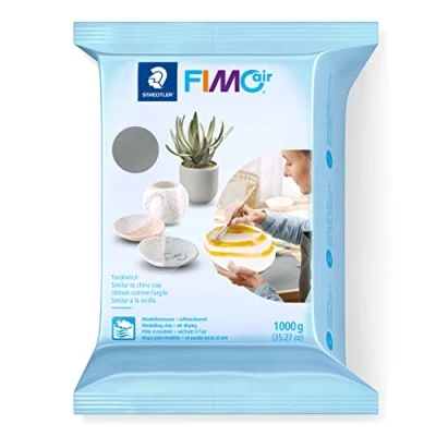 Abbildung von STAEDTLER lufttrocknende Modelliermasse FIMO air, grau, sofort gebrauchsfähig, kein Brennvorgang notwendig, 1000g, angenehme Haptik, klebt nicht, mind. 95% natürliche Rohstoffe, 8101 80