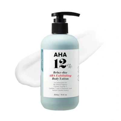 Abbildung von [VILLAGE11FACTORY] AHA BODY LOTION GLYCOLIC ACID 12% (300 g) Korean Skincare Peeling Körperlotion 7 Arten von Hyaluronsäure und Centella Asiatica für glatte, hydratisierte strahlende Haut