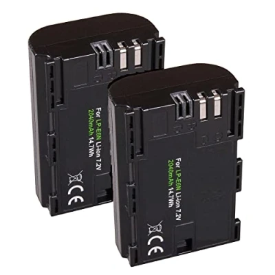 Abbildung von 2er Set Akku für die Canon EOS 90D 80D 70D 60D kompatibel mit LP E6N / E6NH (2040mAh)