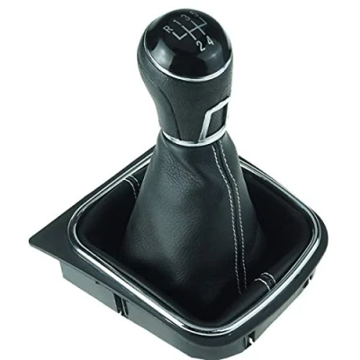 Abbildung von Do!LED Schaltknauf Schaltsack Schaltmanschette Rahmen 5 Gang weiße Naht
