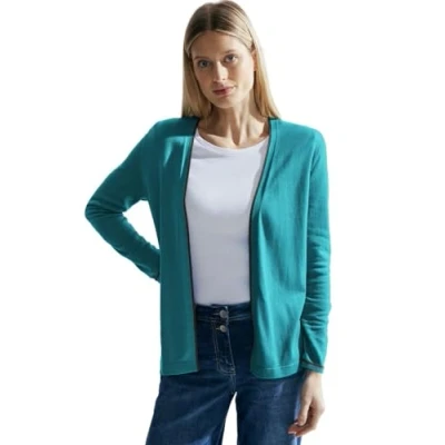 Abbildung von Cecil Offener Basic Strickjacke, Damen, Größe: Small, Türkis