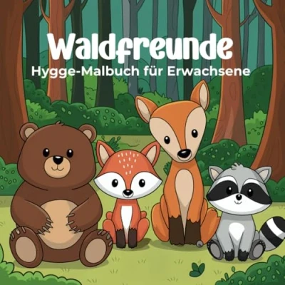 Abbildung von Waldfreunde Hygge Malbuch für Erwachsene Tauche ein in die zauberhafte Welt von Fuchs, Bär, Reh und Hase erlebe kreative Entspannung voller Ruhe Freude