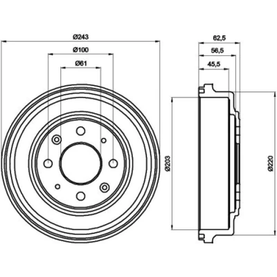 Abbildung von TEXTAR 94017600 Bremstrommel ohne Radlager, Radbefestigungsbolzen, Radnabe 243 HONDA: CIVIC 6 Hatchback, Fastback