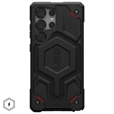 Abbildung von Samsung Galaxy S25 Ultra Hülle MagSafe Kunststoff UAG Hard Case/Backcover Handyhülle Schwarz Shockproof/Stoßfest