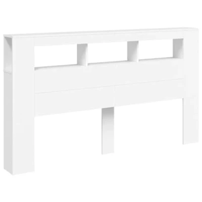 Abbildung von vidaXL LED Kopfteil, Bettkopfteil mit Leuchten, Betthaupt Ablagen, Bettzubehör Schlafzimmer, Weiß 180x18,5x103,5cm Holzwerkstoff