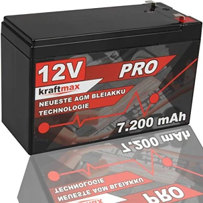 Abbildung von kraftmax Industrial Pro Bleiakku [ 12V / 7,2Ah ] AGM Hochleistungs Blei Akku Bleiakkus