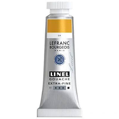 Abbildung von Lefranc &amp; Bourgeois 301233 Linel Gouache extrafeine und geschmeidige Wasserfarben mit maximaler Farbintensität, Leuchtkraft für streifenfreien Auftrag, 14ml Tube Gold