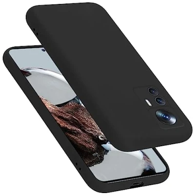 Abbildung von Cadorabo Hülle kompatibel mit Xiaomi 12T / PRO Silikon Handyhülle für Case aus flüssigem kratzfeste und stoßfeste dünne TPU Schutzhülle LIQUID SCHWARZ
