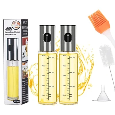 Abbildung von Sosayet Ölsprüher zum Kochen, 2 Stück Öl sprühflasche Glas für Heißluftfritteuse, Olivenöl Ölspray Speiseöl und Essigsprüher, 100ml Professioneller Grillen Braten BBQ