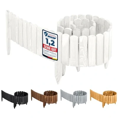 Abbildung von Garronda Beeteinfassung Holz Rollzaun Holzzaun 200 x 30 cm imprägniert Flexibler Rollborder Rasenkante Palisade Gartenzaun Umzäunung für Garten GD 0046 (Weiß, Höhe: cm)