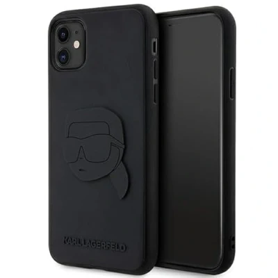 Abbildung von Karl Lagerfeld KLHCN613DRKNK Hülle für iPhone 11 / Xr 6.1&quot; Schwarz hardcase Rubber Head 3D