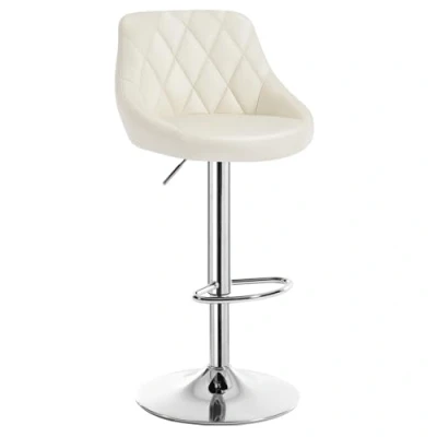 Abbildung von WOLTU BH23cm 1 1er Barhocker Barstuhl, leichte reinige Kunstleder, Gute gepolsterte Sitzfläche, Höhenverstellbar, 360 Drehbar, Farbwahl, in Creme