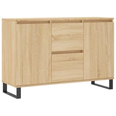 Abbildung von vidaXL Sideboard, Kommode mit viel Stauraum, Highboard Wohnzimmerschrank Eisenbeinen, Schrank Anrichte Beistellschrank, Sonoma Eiche Holzwerkstoff