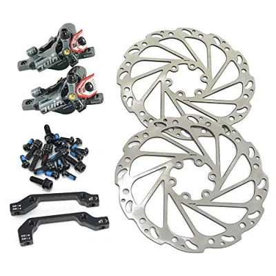 Abbildung von Juin Tech R1 Hydraulic Road CX Disc Brake Set 160mm with Rotor, Front and Rear, Gray, JT1905