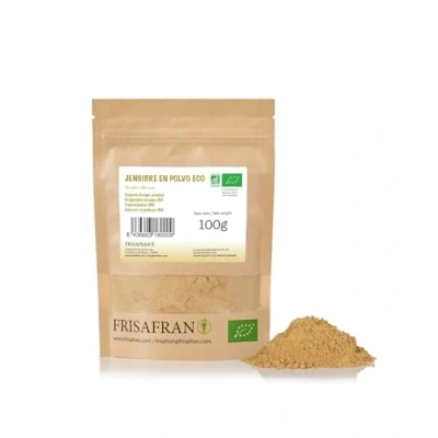 Abbildung von FRISAFRAN Ingwer Gemahlen Bio Ingwerpulver 100g naturrein Ohne Zusätze vegan Getrockneter Pulver Gewürz Gemahlener