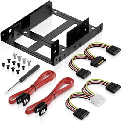 Abbildung von deleyCON Festplatten Einbaurahmen SET für 2x 2,5&quot; / SSD&#039;s auf 3,5&quot;